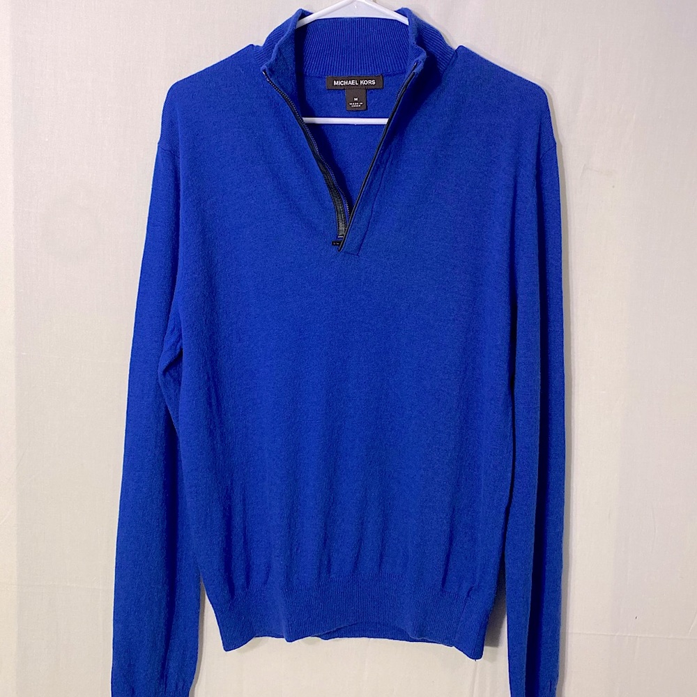 Michael Kors Men’s Blue Zip Long-Sleeve Sweater